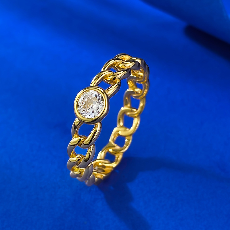 Moissanite Solitaire Ring: Sterg Sier, Round Cut, Gold, Wedding Band for Women