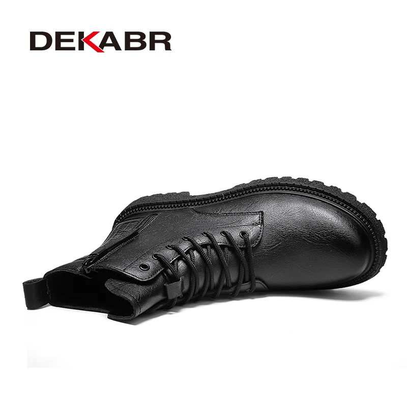 DEKABR Casual Leather Quality Mens Shoes Non-Slip Designer Classic Handmade Ankle Work Boots For Men Big Plus Size 38-46 7289