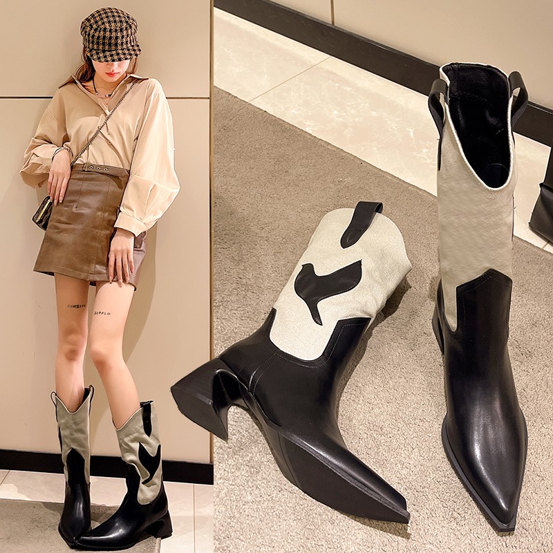 Boot Pointy Denim Women's Shoes New Winter Footwear Thigh Heels High Sexy Boots-Women Pointe Cowboy Over-the-Knee c5fc s-Women