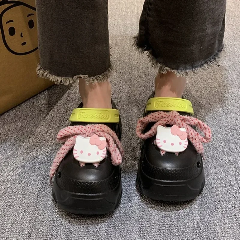 2025 new EVA New Thick Sole Hole Women's Summer Solid Cute Candy DIY Sandals and Slippers Increase Anti Slip Beach Shoes Women c144