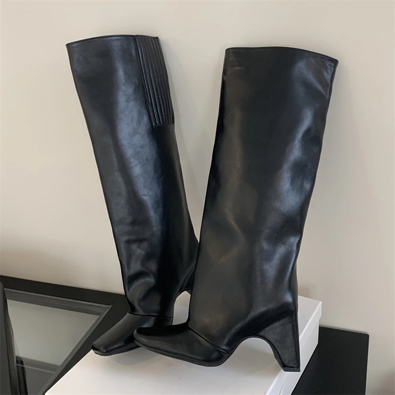 New Street Eilyken Winter Style Square Heels Women Knee-High Boots Fashion Cool Long Modern Booties Designer Shoes atos De Mujer