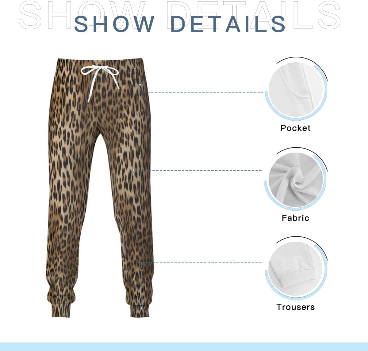 2024 Sweatpants Mens Leopard Skin 3D printed patterned pants Sweatpants Loose Joggers Pants with Pockets Lightweight Workout Gym Running Mens Sweat pa