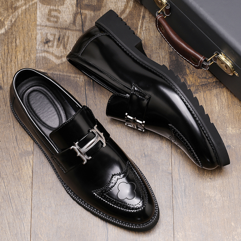 Fashion Golden Men's Casual Slip-On Tassel Patent Loafers Thick Bottom Elevator Shoes Men's Party Shoes Business Shoes Brogue
