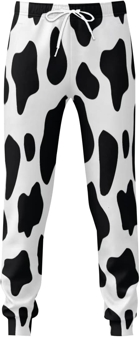 Sweatpants Mens Cow Print 3D Printed Patterned Pants Loose Joggers With Pockets Lightweight Workout Gym Running Sweat Trousers Y2K baggy