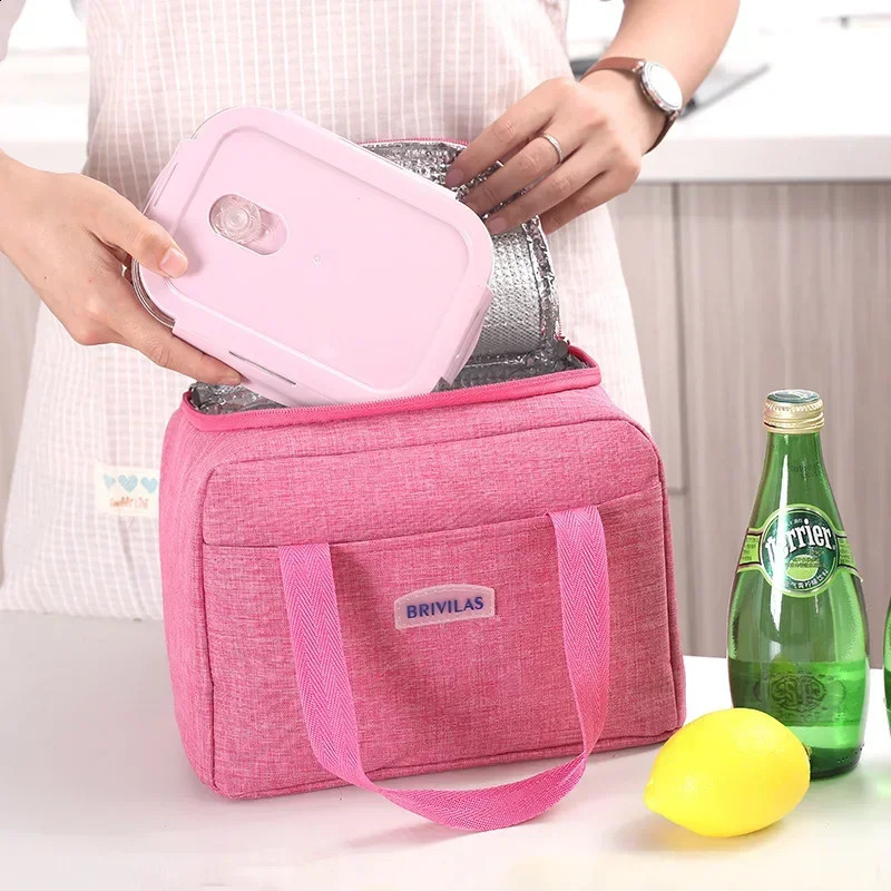 Portable Lunch Bag Thermal Insulated Box Tote Cooler Handbag Bento Pouch Dinner Container School Food Storage Bags y240903