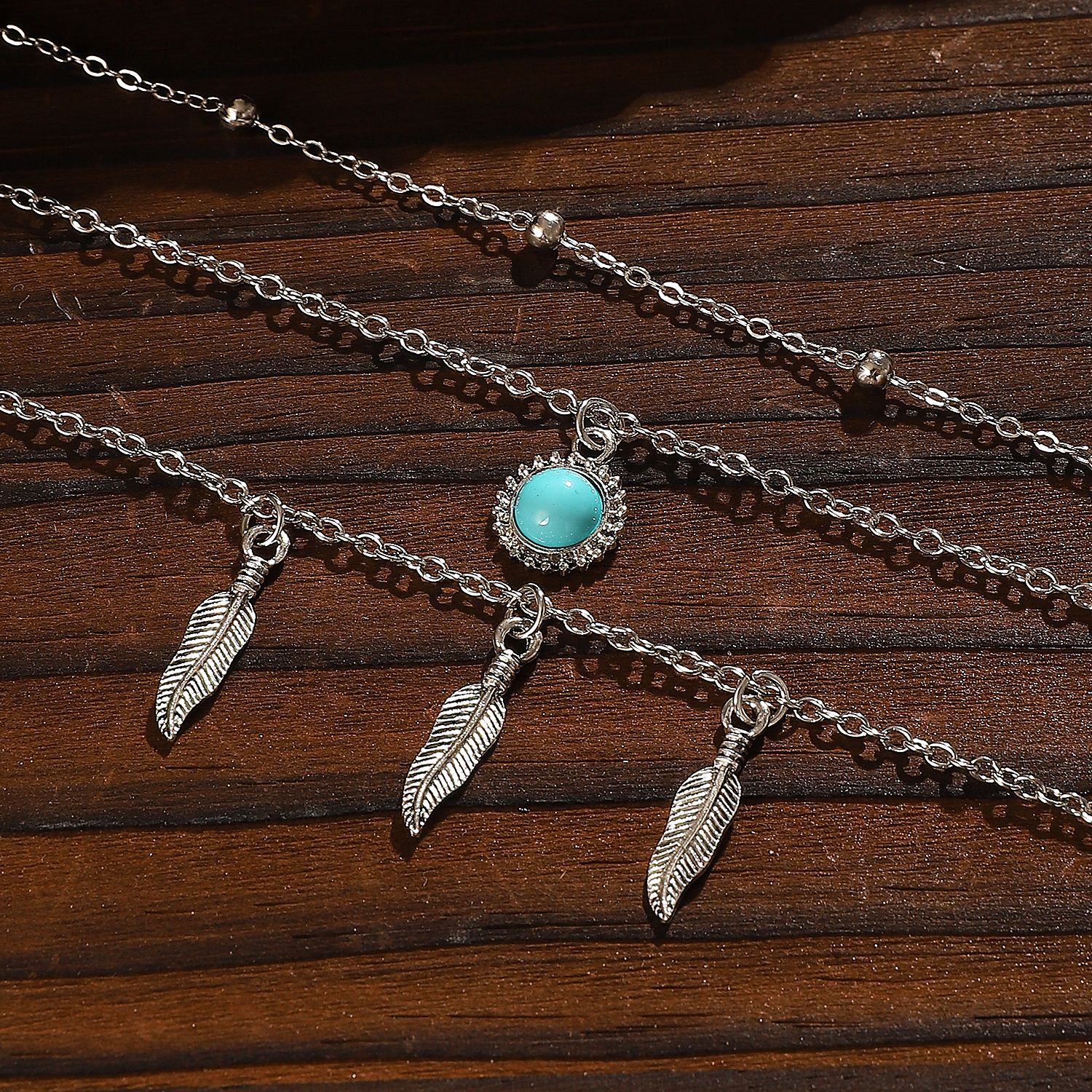 Bohemian Style Multi-Layer Turquoise Necklace with Vintage Sunflower Pendant