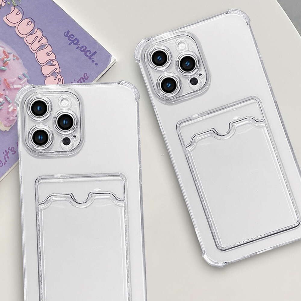 Shockproof Silicone Clear Case for iPhone 15 14 13 12 Mini 11 Pro XS Max X XR 6 6s 7 8 Plus Protection Back Card Pocket Cover
