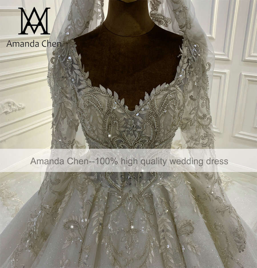 bridal dress Long Sleeve Lace Applique Ball Gown Wedding Dresses