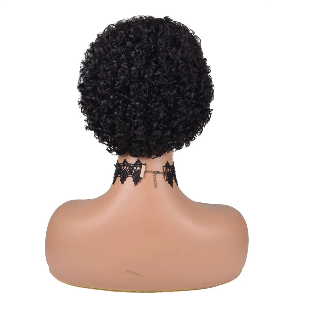 Kinky Curly Wigs Short Wigs for Black Women Human Hair Brazilian Curly Human Hair Wigs Full Machine Made Pixie Cut Wig 240828