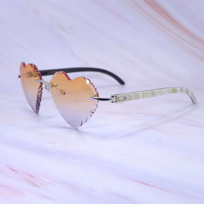 Heart Shape Dia Cut Sun Glasses Real Marble Buffalo Brand Designer Sunglasses Vintage Shades Eyewear Carter Product Mens Decoration 012 Sier Frame