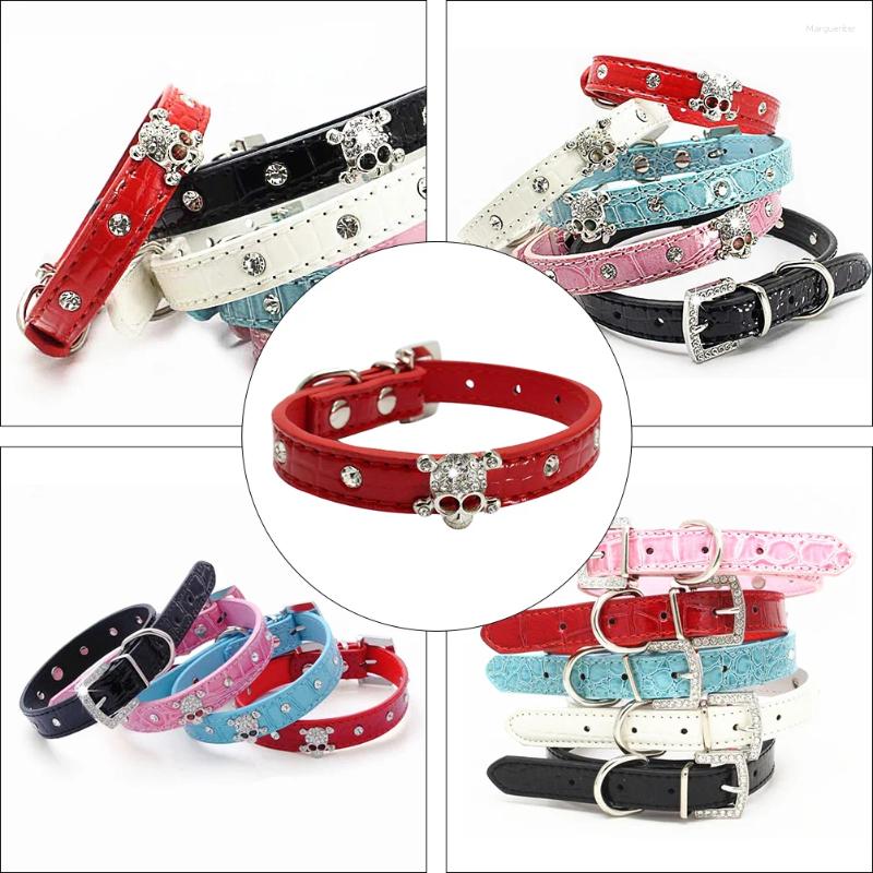 Dog Collars Halloween Skull Pet Collar Crystal PU Party Rhies Puppy Fashion Stylish