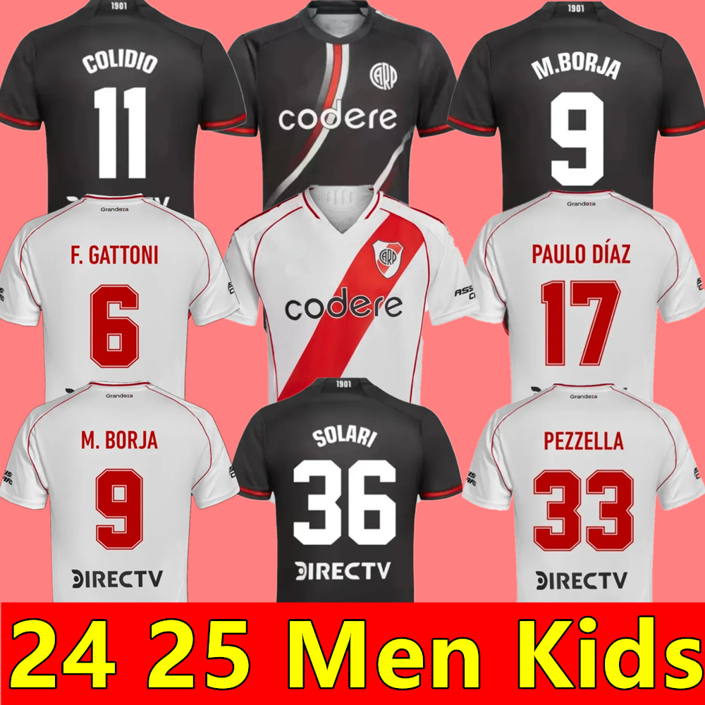 2024 2025 River Plate Soccer Jerseys BARCO DE LA CRUZ QUINTERO ALVAREZPRATTO FERNANDEZ Camisetas SOLARI Men Kids Kits Set Javascript 24 25 Football Shirts PALACIOS