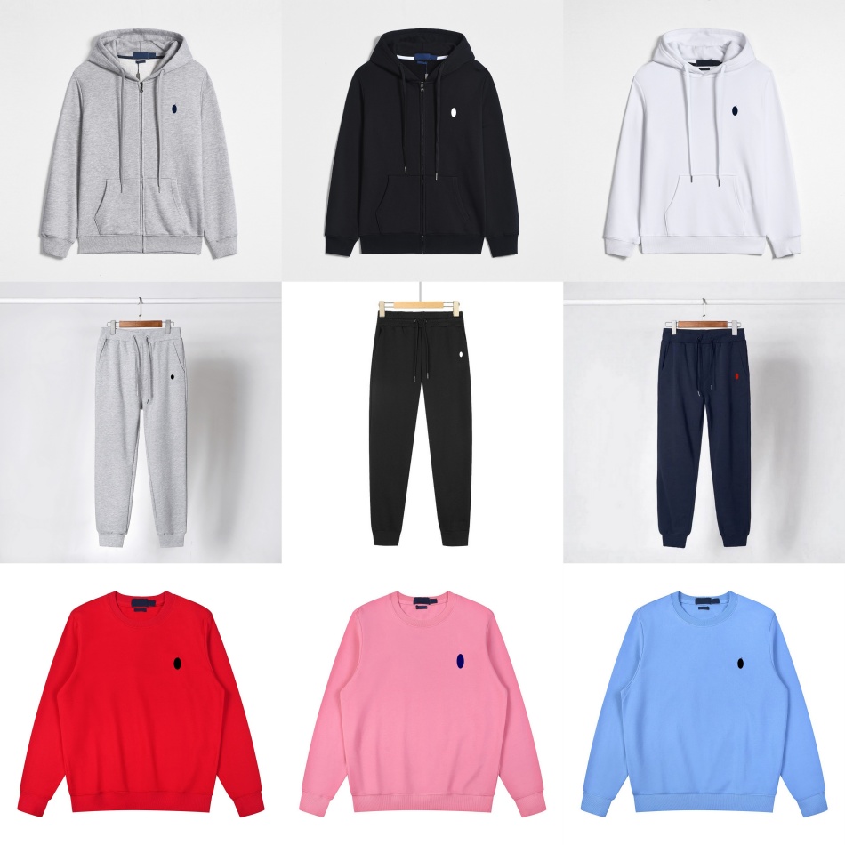 Polo Tracksuit Jacket Men Hoodie Polo Pants Mens Designer Hoodie Sweatsuit Set Full Zip Hoodie Cotton Pullover Cardigan Horser Sweaters Sweatpants Mens Joggers