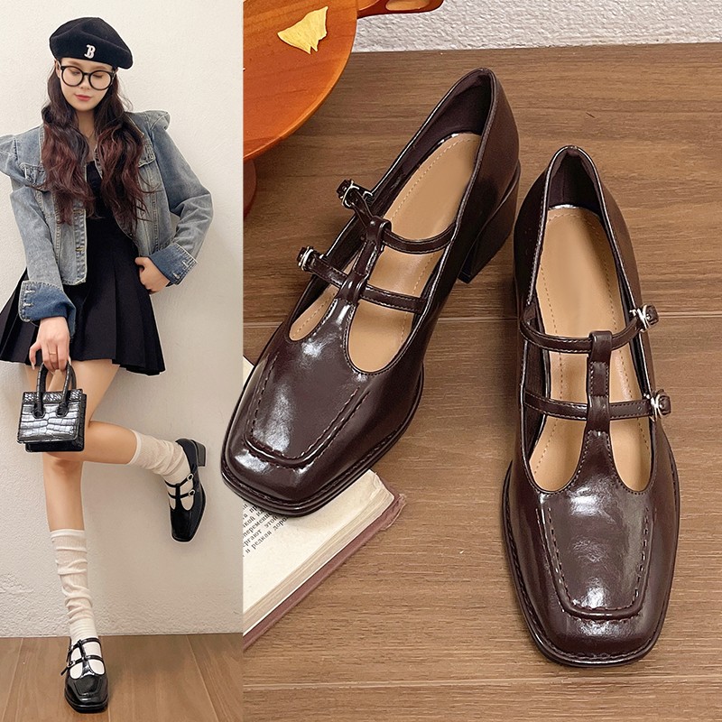 Spring New Fashion Leather Pointed New Toe Pumps High Heels Slip-on Loafers for Women Casual Shoes 71b5