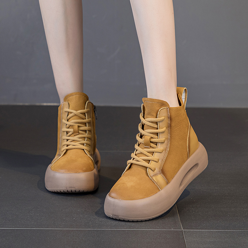 AIYUQI Women Sneakers Boots 2024 New Genuine Leather Winter Boots Women Casual Round Toe Side Zipper Platform Women Ankle Boots