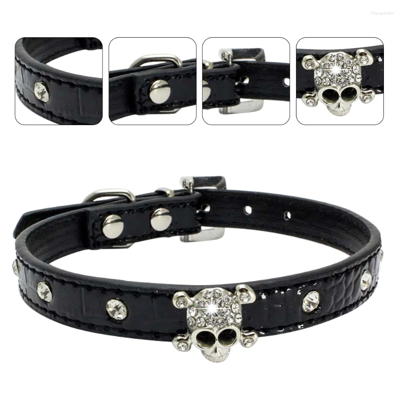 Dog Collars Halloween Skull Pet Collar Crystal PU Party Rhies Puppy Fashion Stylish