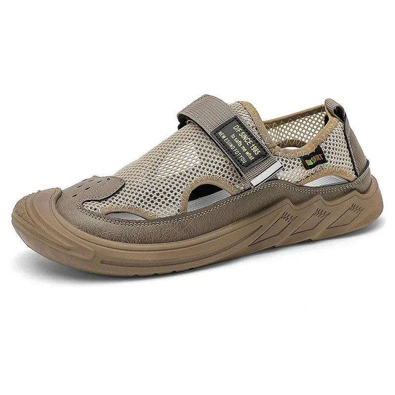 Mesh Shoes for Men's New Summer New Breathable Outdoor Sports and Leisure Soft Sole Anti Slip Baotou Sandals Shoes