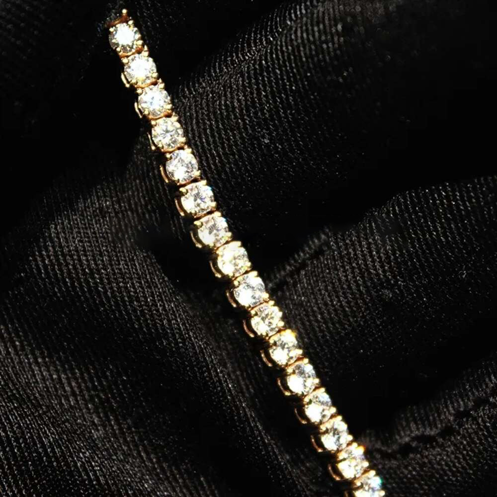 Top quality Hip Hop Jewelry sterg sier Iced Out VVS1 D Color Mossanite Dia Necklace Real 4mm Moissanite Tennis 9K 10K 14K Solid Gold chain for Women M