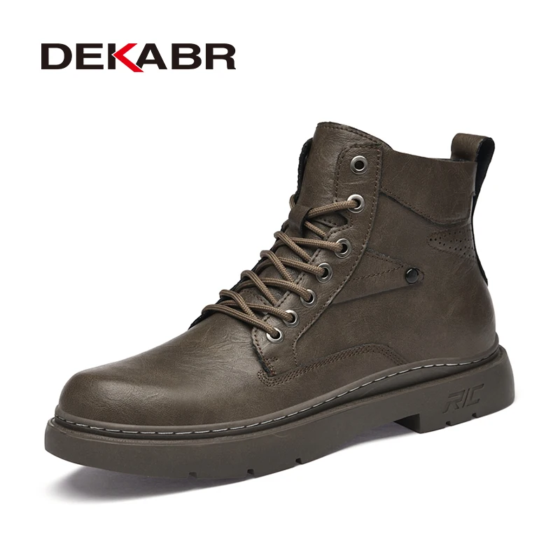 DEKABR Classic Non-Slip Snow Ankle Boots For Men Autumn Winter Fur Waterproof Quality Designer Split Leather Shoes Size 37-46 acb1