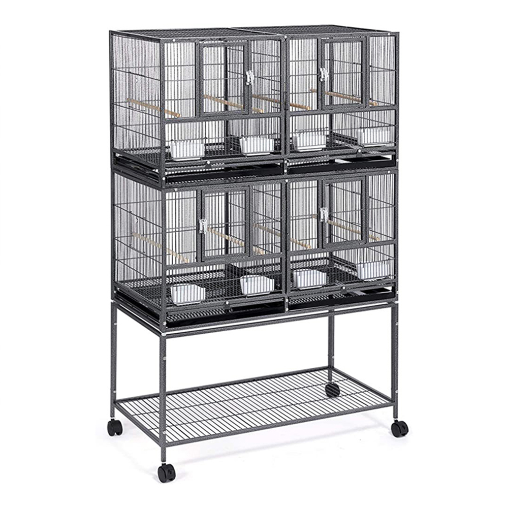 Luxury Three Floors Foldable Metal Parrot House Big Size Breeding Large Bird Cage with Tray Feeding Box Movable