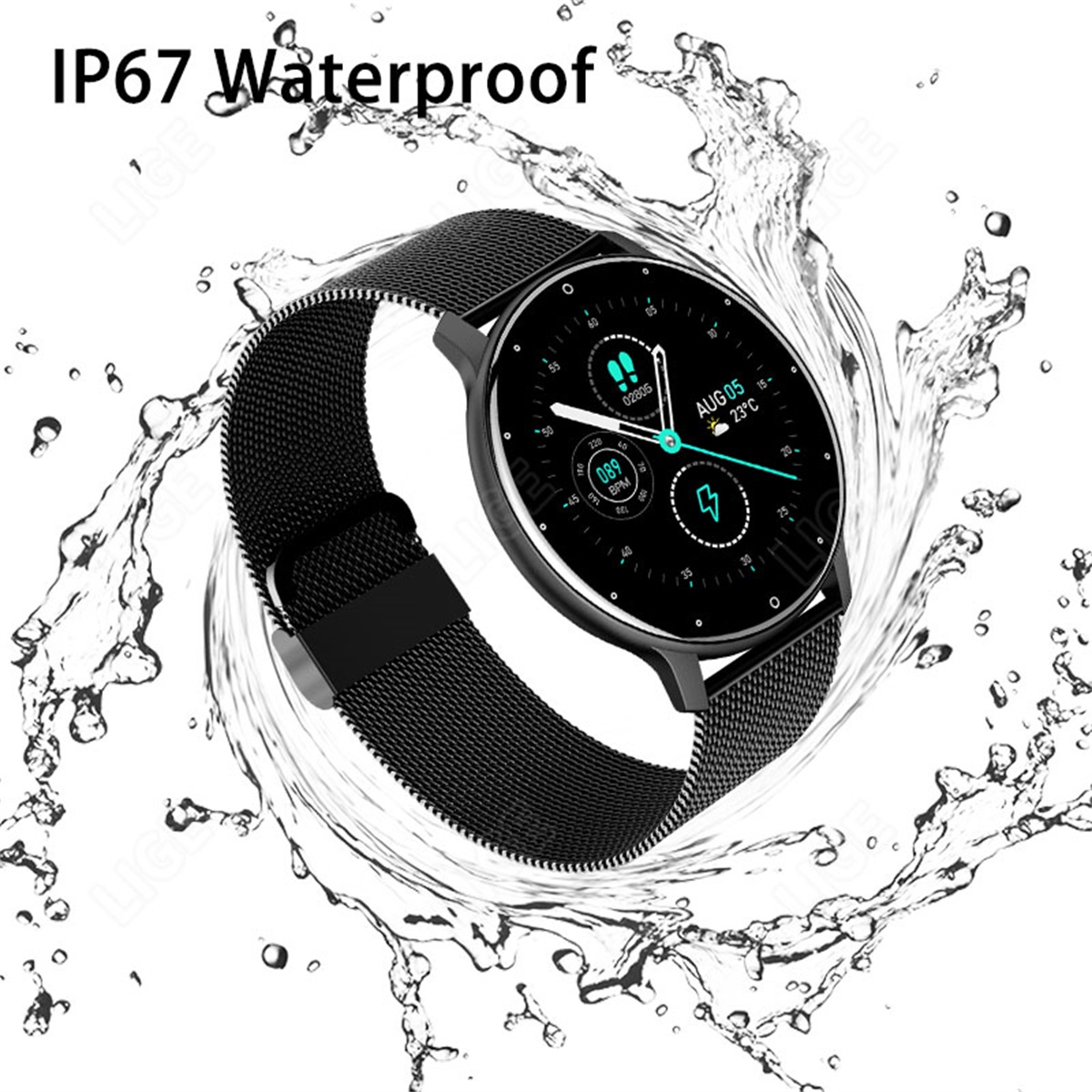LIGE smartwatch waterproof pedometer sports watch multifunctional alarm clock sleep monitoring intelligent message reminder watch