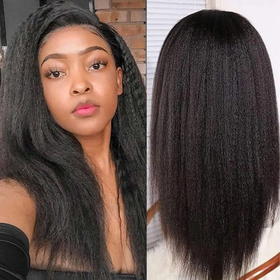 Glueless Kinky Straight Wigs For Women 4X4 Hd Human Hair Lace Front Brazilian Wig On Sale