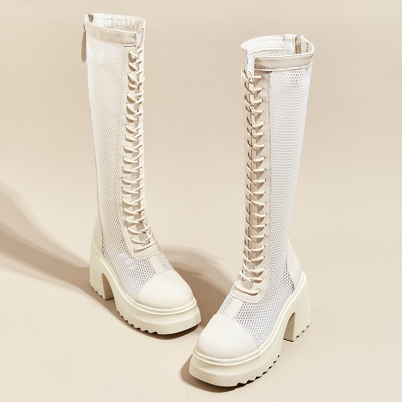 Mesh AIYUQI Summer 2024 New High Heeled Tennis Women Platform Fashion Women's Knight Boots 394c 's
