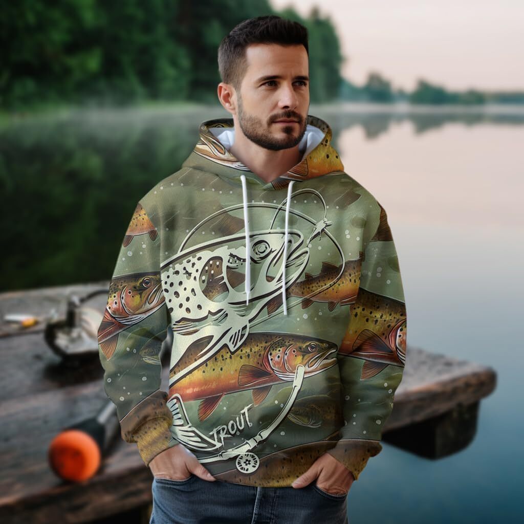 Hoodie for Mens Womens Fishing Lover Hooded Sweatshirt - 3D Fish Lovers Printed Pullover Hoodie Men Women Set 19 Graphic