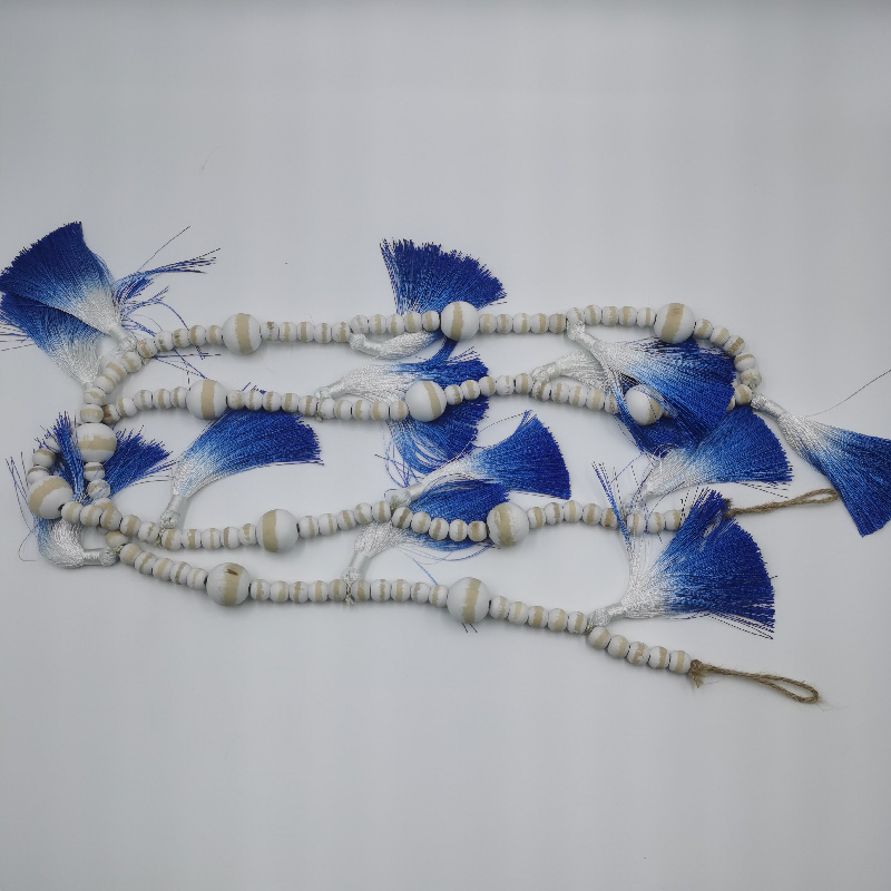 Bohemian-Style Wood Bead String Accessory with Attached Tassels for Unique Style