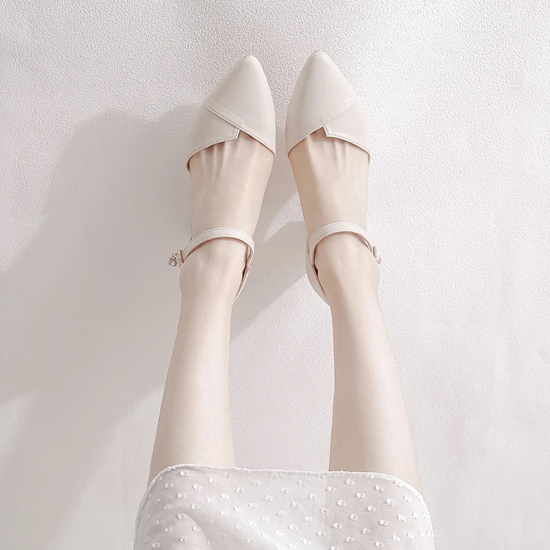 Version Korean Wild Thick with Pointed Single Fashion Comfortable Trend New Sexy High Heels Wedding Shoes Mujer c5dc