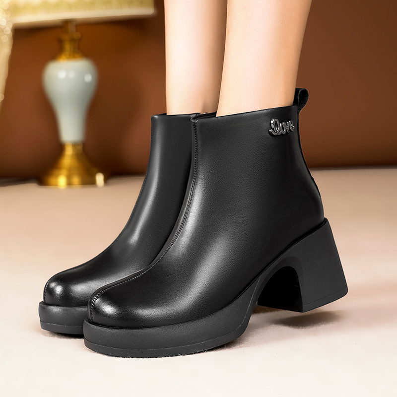 AIYUQI Women's Ankle Boots Genuine Leather 2024 New Natural Wool Warm Women's Winter Boots Platform Fashion Women's Ankle Bots