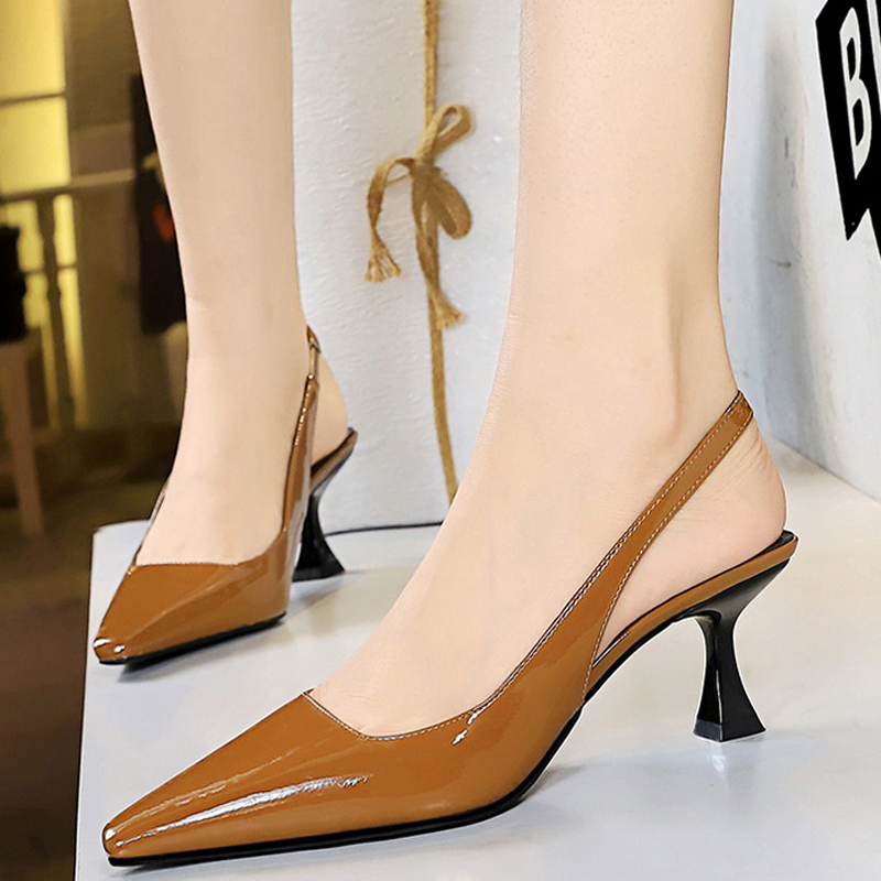 BIGTREE Shoes Retro Kitten High Heels Women Pumps Small Square Head Hollow Back Strap Women Sandals Summer Shoes Office Heels