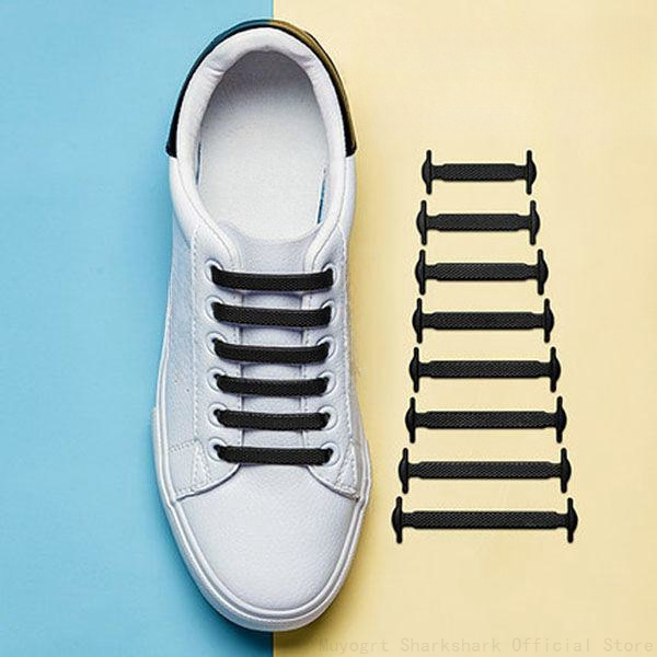 2025 new No 16pcs/Lot Tie Shoelaces 12 Colors Elastic Shoelace Creative Lazy Silicone Laces Rubber Lace 421b