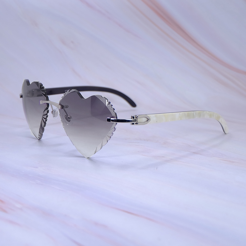 Heart Shape Dia Cut Sun Glasses Real Marble Buffalo Brand Designer Sunglasses Vintage Shades Eyewear Carter Product Mens Decoration 012 Sier Frame