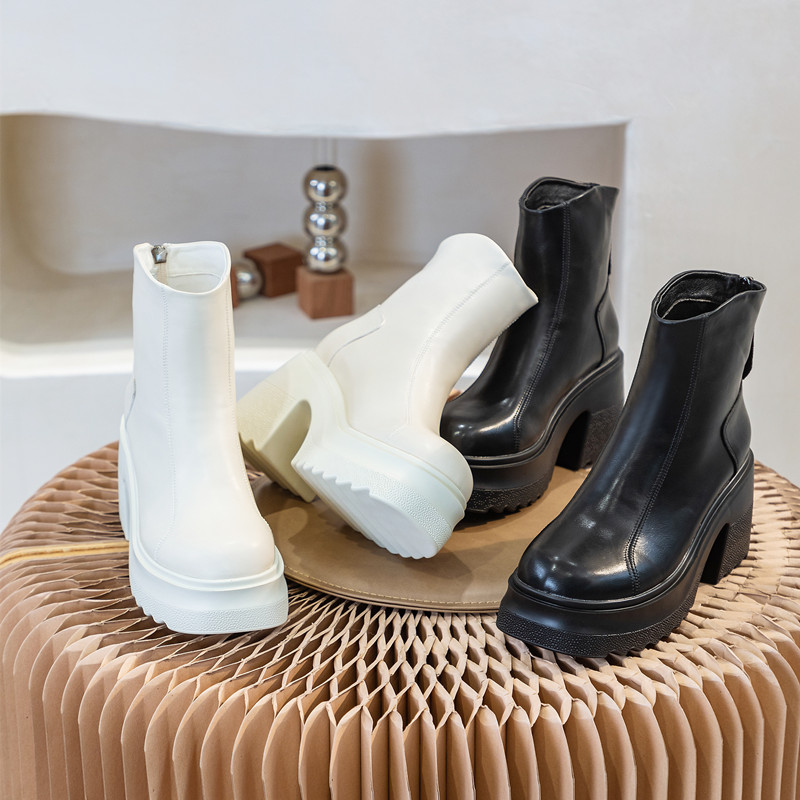 AIYUQI Women High Heel Boots Genuine Leather 2024 New 10cm Heel High Women's Booties Platform British Style Fashion Boots Women