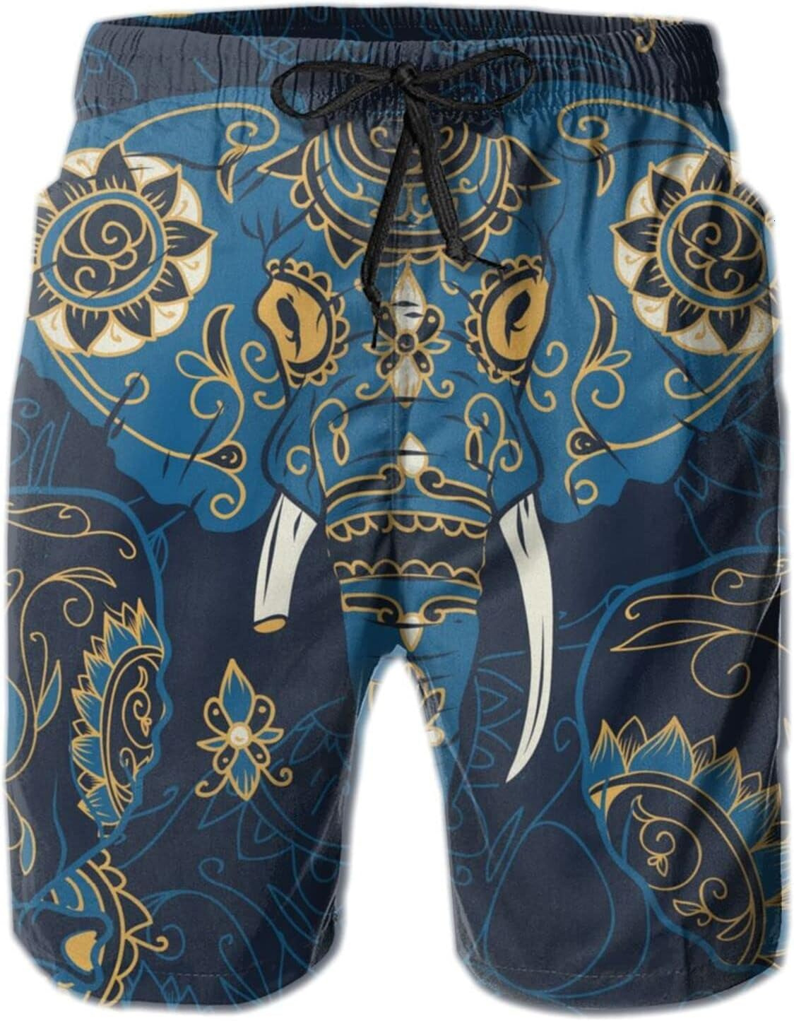 Mens Shorts 3D Printed Pattern Mysterious Elephant Swim Trunks Quick Dry Stylish Beach Board Swimwear