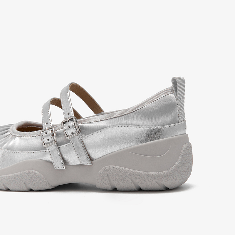 Mary BEAUTODAY Janes Women Genuine Leahter Double Buckle Straps Solid Color Shallow Sweet Ladies Ballet Shoes Handmade 25711 fdcd