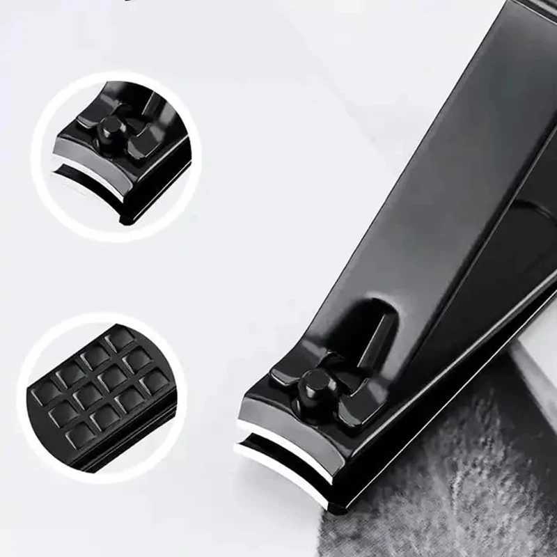 Stainless steel nail clippers cutting machine trimmer earplug beauty kit ergonomics foot clippers nail pushing tool set black Tra W240904