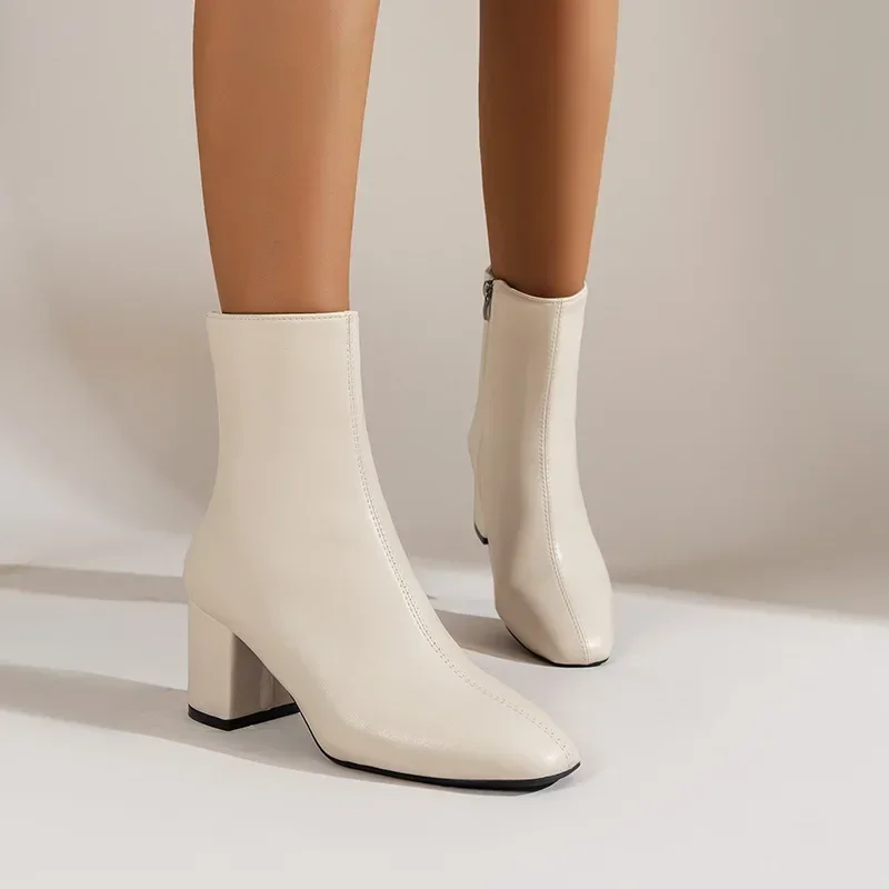 Women High Heels Ankle Chunky Heels Boots Fashion Autumn New Platform Boots Walking Dress Pumps Chelsea Botas Mujer Zapatos