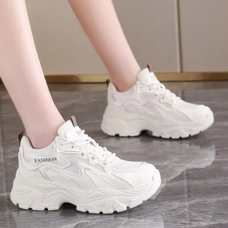 Chunky Sneakers Women Trends 2024 Autumn white Thick Bottom Dad Shoes for Woman Fashion mesh breathe Platform Sneakers Ladies
