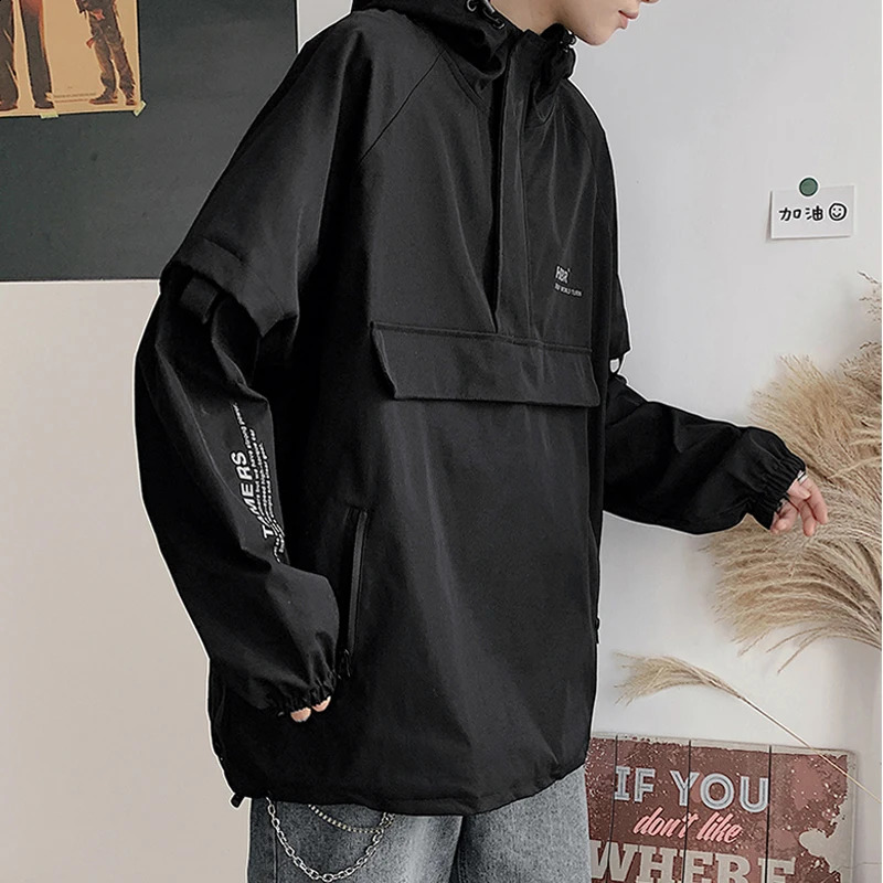 Autumn Street Mens Jacket Zipper Windproof Harajuku Thin Coat Loose 240904