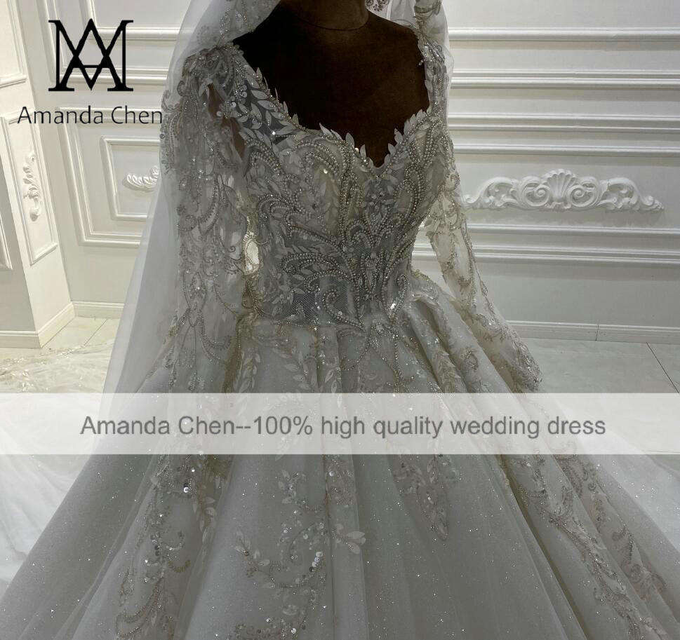 bridal dress Long Sleeve Lace Applique Ball Gown Wedding Dresses