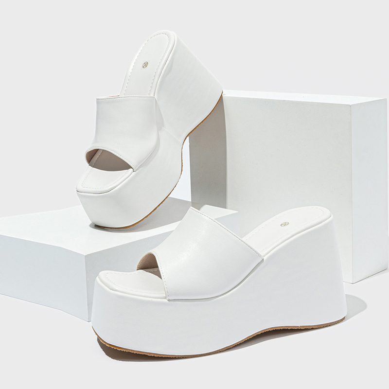 2025 new Designer Liyke Open Toe Wedges Slippers For Women Cozy Soft Pink Leather Chunky Platform Sandals Female Shoes High Heels Slides