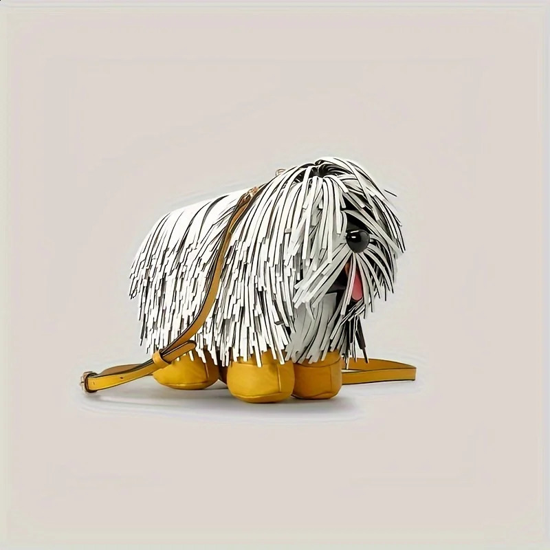 creative Chow chow n women shoulder bag funny tassel dog doll Novelty crossbody cute coin purses 240904