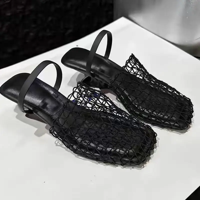 Strange Style Square Toe Women Slippers Air Mesh Height Increasing Fashion Solid Summer Outwear Women Shoes New Arrivals