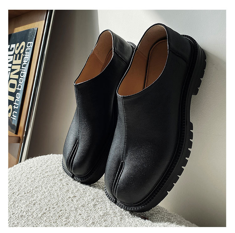 NEW horseshoe Split toe for men's women thick sole New Lefu Korean version trend casual leather shoes
