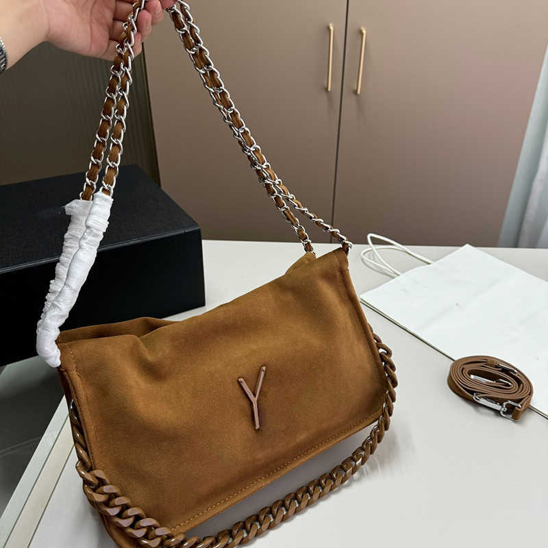Designer -Thick Chain Hobo Bag Classic Flap Bag Handbags For Women Suede Bags Vintage Messenger Crossbody Bags Square Purse