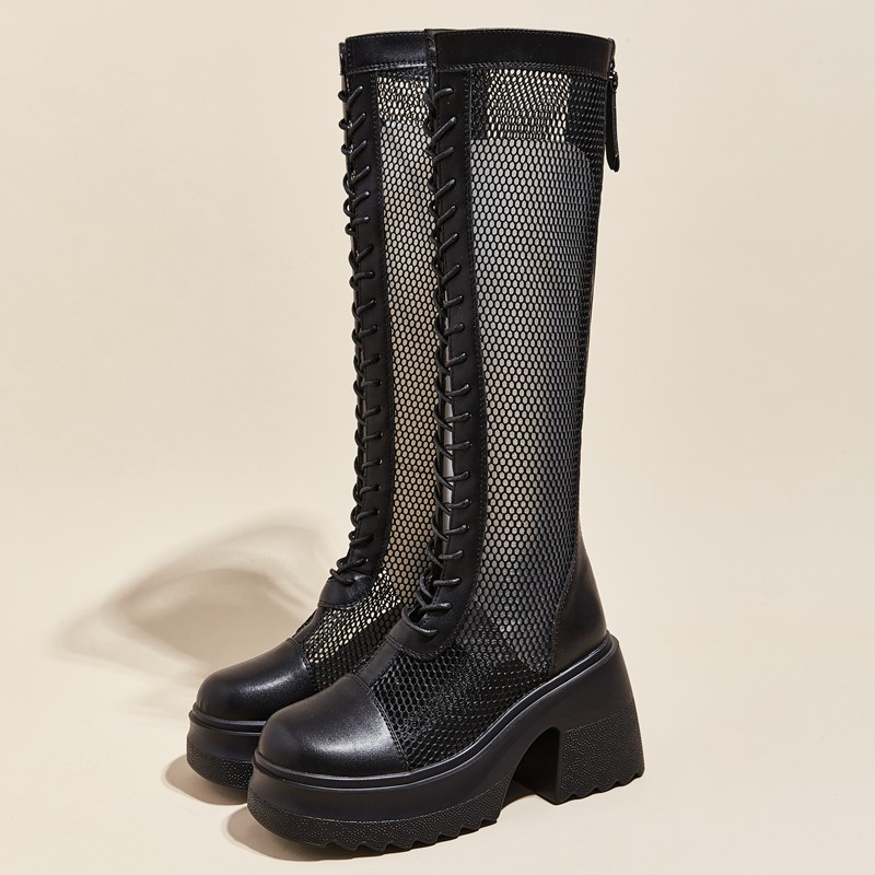 Mesh AIYUQI Summer 2024 New High Heeled Tennis Women Platform Fashion Women's Knight Boots 394c 's