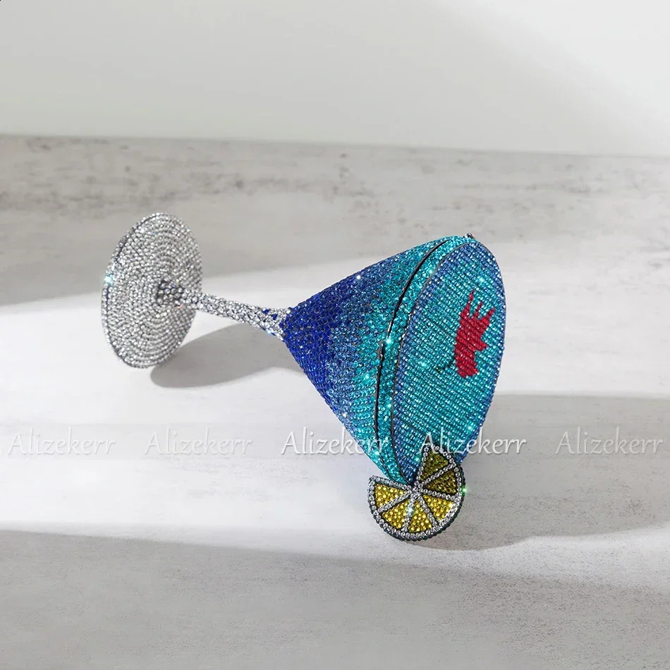 Alizekerr Goblet Shaped Crystal Evening Bags Women Gorgeous Sparkling Diamond Lemon Metal Purses And Handbags Wedding Party 240903