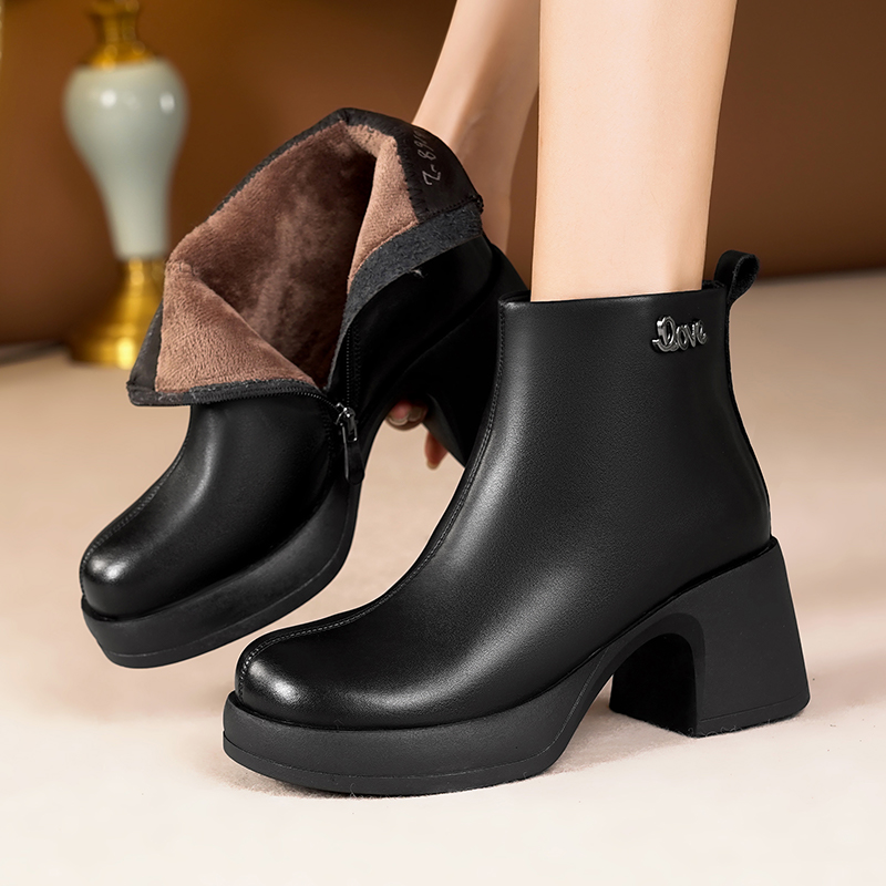 AIYUQI Women's Ankle Boots Genuine Leather 2024 New Natural Wool Warm Women's Winter Boots Platform Fashion Women's Ankle Bots